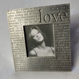 Vintage Pewter Picture Frame 2.5" Square LOVE Seagull Canada Easel Y2K 90s metal